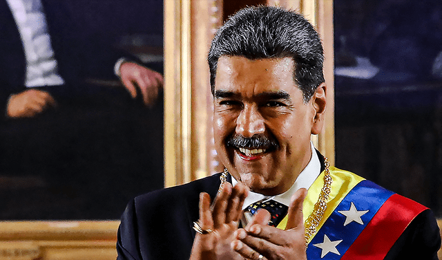 Discurso de Nicolás Maduro luego de jurar como presidente de Venezuela. Foto: AFP.   