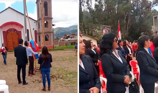 Los usuarios exigieron al alcalde Berthol Jiménez dar explicaciones por la falta de respeto al símbolo patrio. Foto: composición LR/ TikTok/ @ntv_andahuaylas Los usuarios exigieron al alcalde Berthol Jiménez dar explicaciones por la falta de respeto al símbolo patrio. Foto: composición LR/ TikTok/ @ntv_andahuaylas