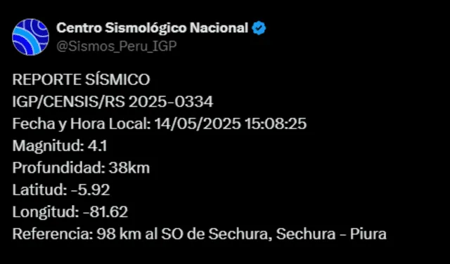 Temblor en Lima, según IGP. Foto: IGP Temblor en Lima, según IGP. Foto: IGP