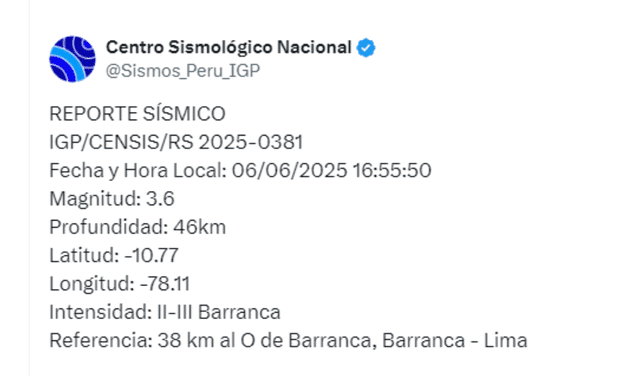  Sismo en Lima. Foto: X    