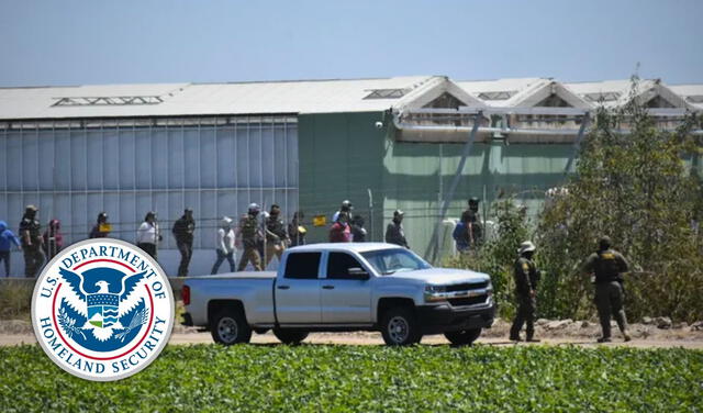 Las camionetas de los agentes rondaron la granja desde antes del mediodía. Foto: VC Star.   