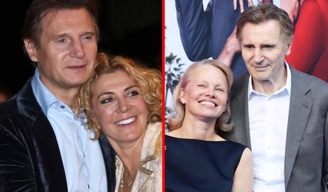 Liam Neeson junto a Natasha Richardson y Pamela Anderson, respectivamente. Foto: composición LR/AFP   