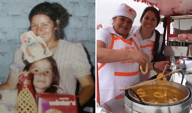 Maricruz con su madre cuando era pequeña, y cómo se ven ahora. Foto: composición LR/Cortesía