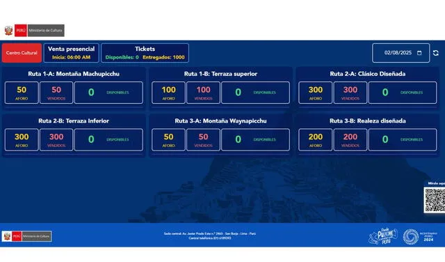 Disponibilidad de tickets para Machu Picchu.    