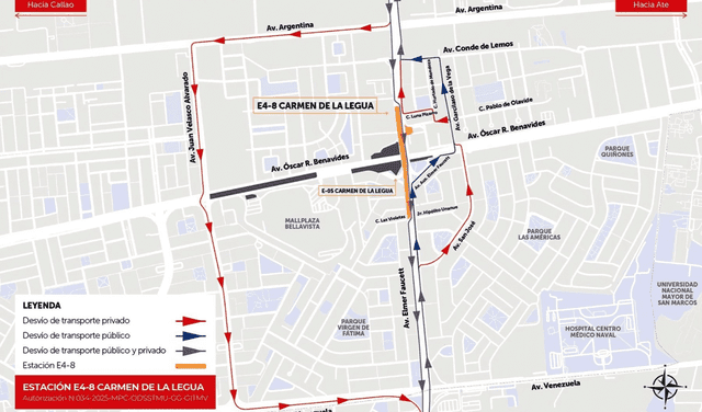 Desvíos de la Línea 4 del Metro. Foto: difusión Desvíos de la Línea 4 del Metro. Foto: difusión