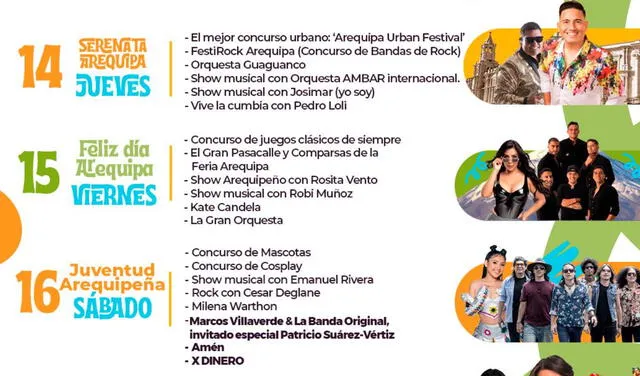 Evento en Arequipa 2025| Aniversario de Arequipa 2025 conciertos