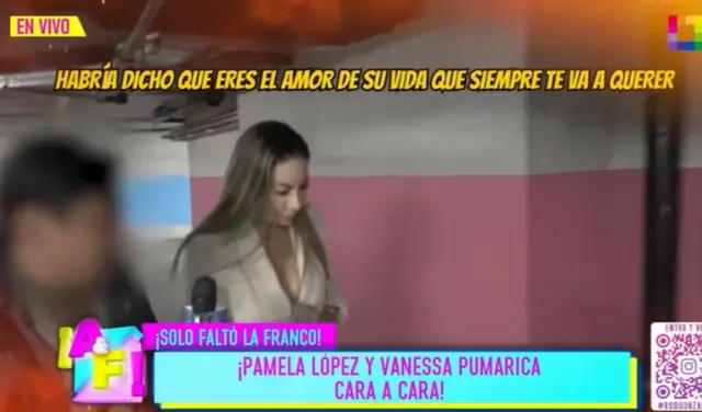  Pamela López abordada por las cámaras de Amor y Fuego. Captura: Willax   