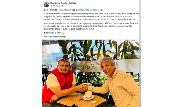 En mayo, Humberto Acuña dio anunció públicamente que Arista postularía al Senado por APP. Créditos: difusión.<br><br> En mayo, Humberto Acuña dio anunció públicamente que Arista postularía al Senado por APP. Créditos: difusión.<br><br>