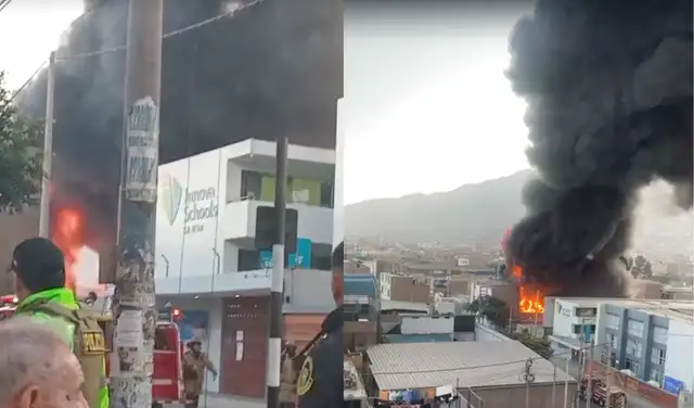  Incendio en SJL en horas de la tarde. Foto. composición LR    