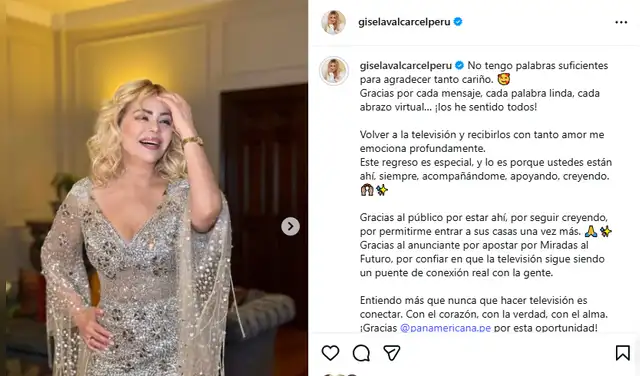 Publicación de Gisela. Foto: Instagram   