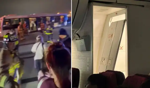 Los tripulantes del avión fueron atendidos por los bomberos en Atlanta. Foto: X Los tripulantes del avión fueron atendidos por los bomberos en Atlanta. Foto: X