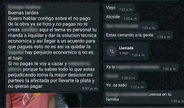 Mensajes extorsivos dirigidos al alcalde de Punta Negra. Foto: Difusión Mensajes extorsivos dirigidos al alcalde de Punta Negra. Foto: Difusión