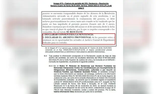 El detalle del informe. Pérez Tello habría omitido declarar información sobre sentencia El detalle del informe. Pérez Tello habría omitido declarar información sobre sentencia