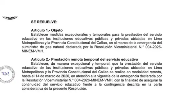 Resolución del Minedu aclara que virtualidad en colegios públicos y privados es de caractere temporal.