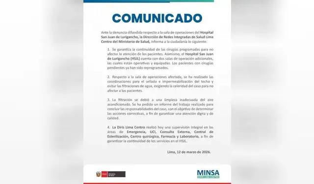 Comunicado del Minsa   