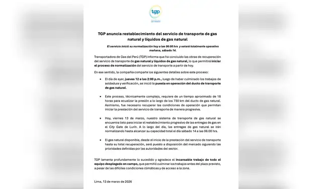 Comunicado de TGP.