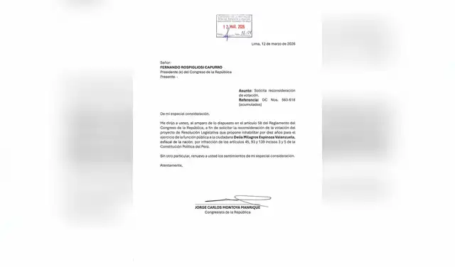 Reconsideración a la votación de inhabilitación