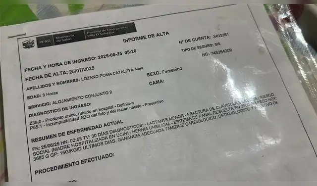 Resumen médico en donde se precisa la condición de la menor Resumen médico en donde se precisa la condición de la menor