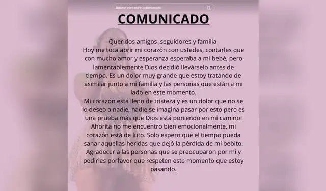 comunicado de Camila Doza