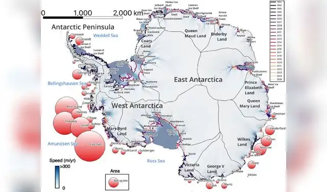 Así se encuentra actualmente la Antartida con los deshielos. Foto: PNAS Así se encuentra actualmente la Antartida con los deshielos. Foto: PNAS