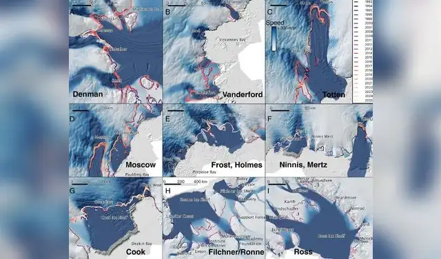 Otras áreas de hielo en alerta. Foto: PNAS Otras áreas de hielo en alerta. Foto: PNAS