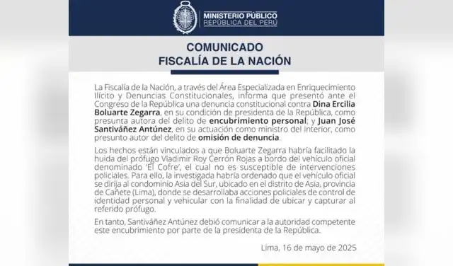 La denuncia constitucional presentada en mayo del 2025.