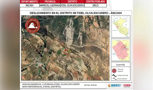 Mapa del Cenepred sobre situación en Áncash.