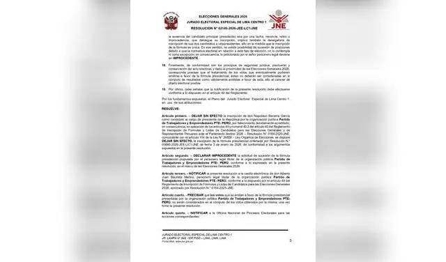 Decisión del JEE Lima Centro 1
