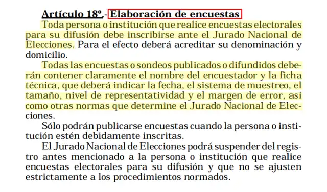 Indicaciones del Artículo 18 de la Ley N.° 27369. Foto: Congreso de la República
