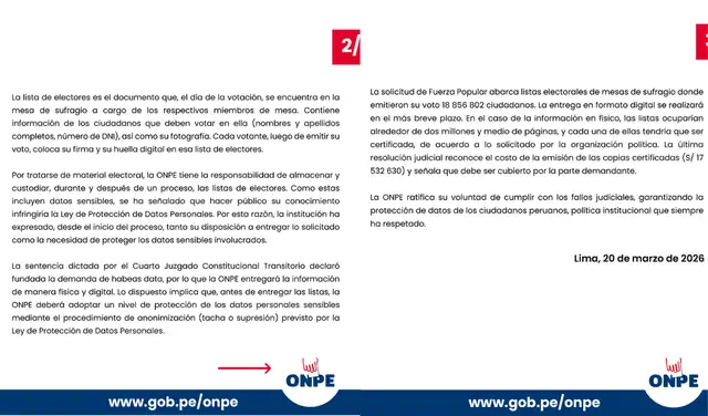 Comunicado de la ONPE