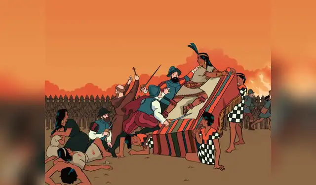 La captura de Atahualpa. Ilustración de Melissa Siles. Imagen: Difusión.