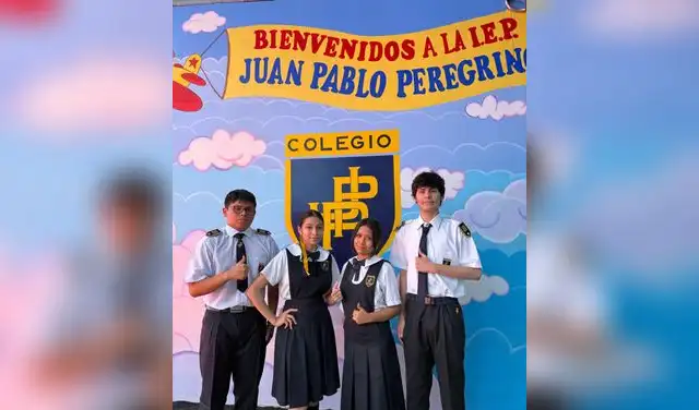 Cuatro estudiantes del colegio Juan Pablo Peregrino ingresaron a la UNMSM. Foto: Cortesía.  