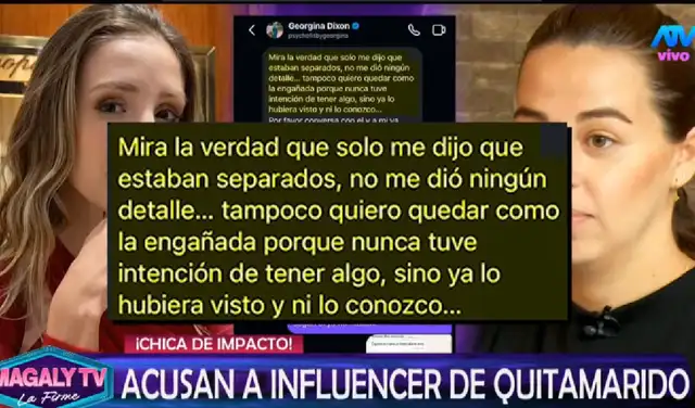 Chat entre la esposa del arquero y la influencer. Foto: ATV