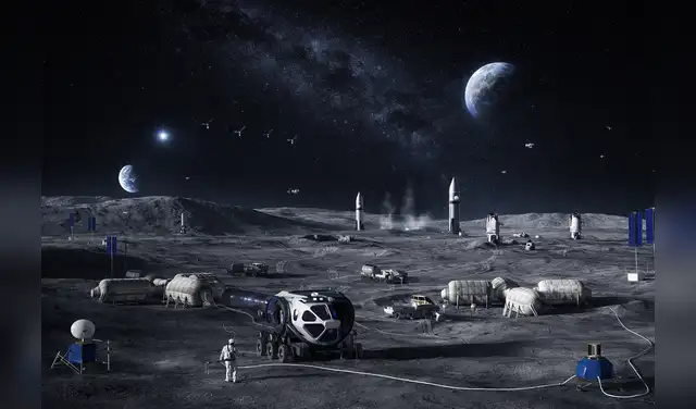 La recreación de una base lunar de la NASA. Foto: NASA/mejorada con IA