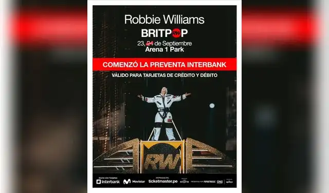 Comenzó la preventa de la segunda fecha de Robbie Williams en Perú 2026