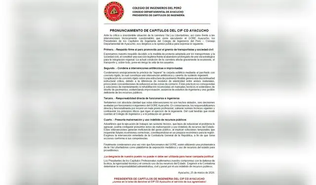 paro de transportistas | colegio de ingenierios del peru | ayacucho