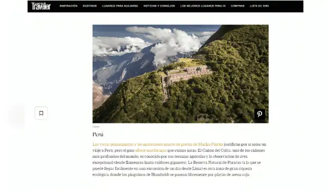 Perú ha sido seleccionado entre los destinos más destacados del 2026. Foto: Conde Nast Traveler  