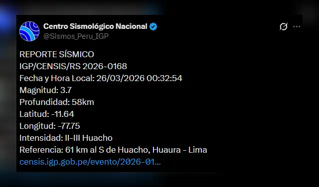 Temblor en Lima. Foto: IGP Temblor en Lima. Foto: IGP