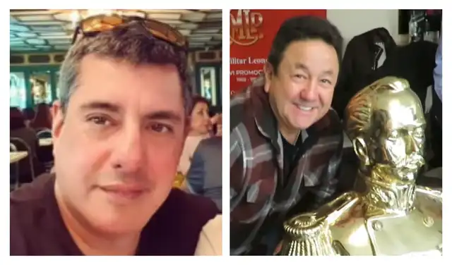 Asistentes. El director de compensaciones del Mindef, coronel FAP (r) Armando Pomar, y el asesor de Lockheed Martin, mayor general FAP (r) Néstor Huaco. Foto: difusión  