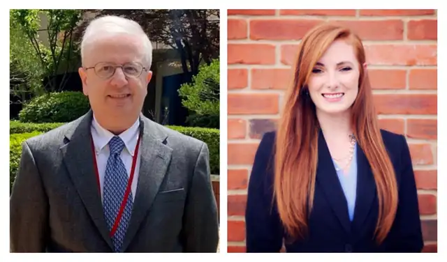 Representantes. Edward Riquelmy y Sarah Pierce, ejecutivos de compensaciones y de contratos de Lockheed Martin. Foto: difusión  