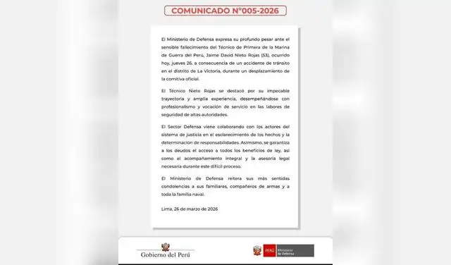 Comunicado del Mindef  