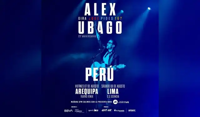 Álex Ubago ofrecerá dos conciertos en Perú en 2026