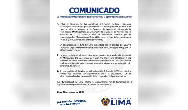 MML anuncia anulación de papeletas