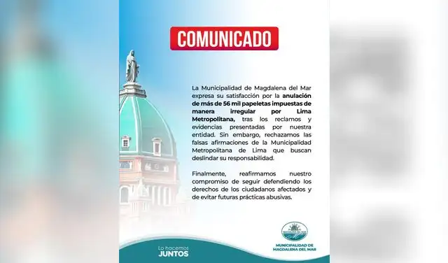 Magdalena del Mar responsabiliza a MML