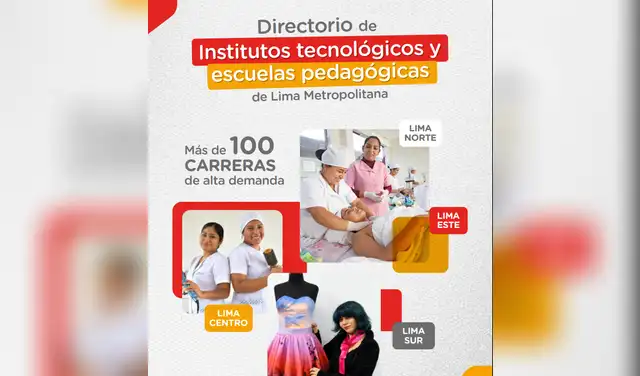 La lista de 100 carreras de alta demanda que ofrece la Dirección Regional de Educación de Lima Metropolitana (DRELM). Foto: DRELM La lista de 100 carreras de alta demanda que ofrece la Dirección Regional de Educación de Lima Metropolitana (DRELM). Foto: DRELM