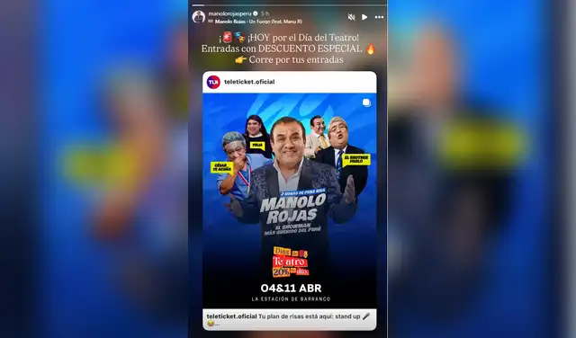 Última publicación hecha por Manolo Rojas en horas de la tarde-noche del viernes 27 de marzo. Foto: Instagram.  