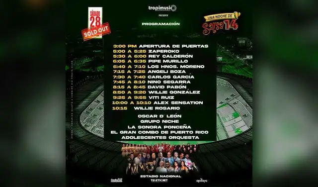 Horario de 'Una noche de salsa 14' para este sábado 28 de marzo. Foto: difusión