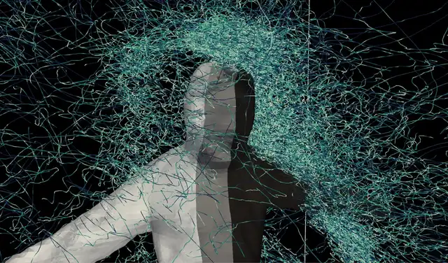 Imagen de las trayectorias de los mosquitos alrededor de una persona en una cámara de mosquitos. Foto: Georgia Tech/MIT Imagen de las trayectorias de los mosquitos alrededor de una persona en una cámara de mosquitos. Foto: Georgia Tech/MIT