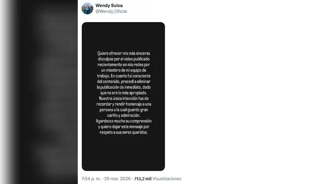 Mensaje de Wendy Sulca Mensaje de Wendy Sulca