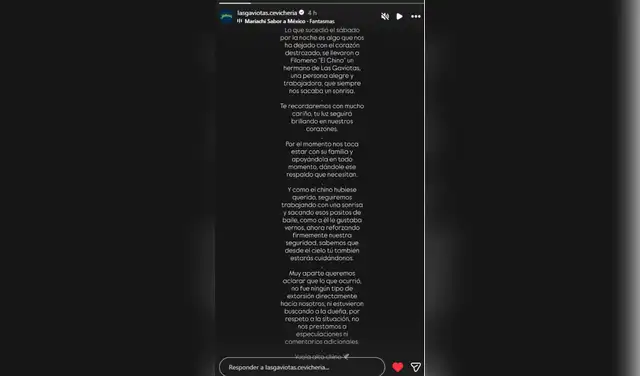 Comunicado de cevichería Las Gaviotas.